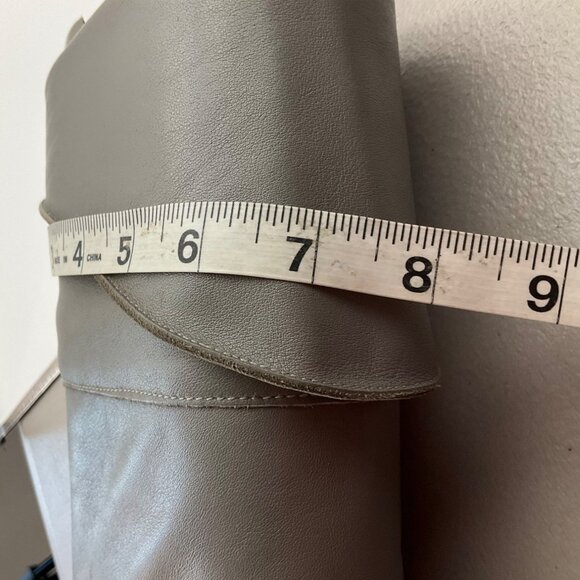 VTG Dingo 5.5 Gray Leather Knee Boots Fold-Over Slouchy Western Boho Metal Toe - Picture 9 of 13